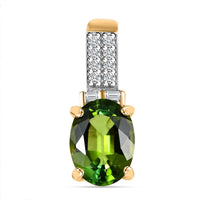 Luxoro 14K Green Gold AAA Natural Arikanga Tourmaline and I2 Diamond Pendant without Chain 1.30 ctw