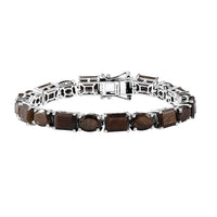 Zawadi Chocolate Sapphire Tennis Bracelet in Rhodium Over Sterling Silver (8.00 In) 45.90 ctw