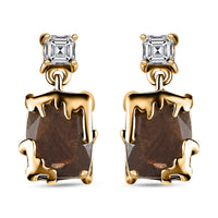 Zawadi Chocolate Sapphire and White Topaz Molten Moments Earrings in 18K Vermeil Yellow Gold Over Sterling Silver 6.35 ctw