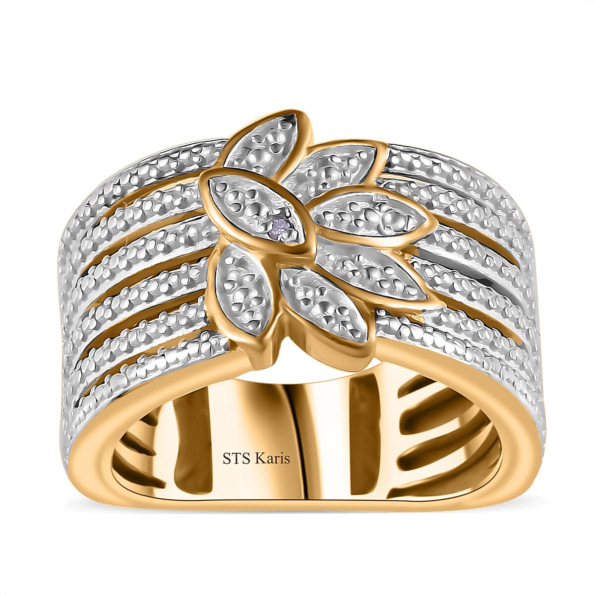 Karis Diamond Accent Golden Leaf Band Ring