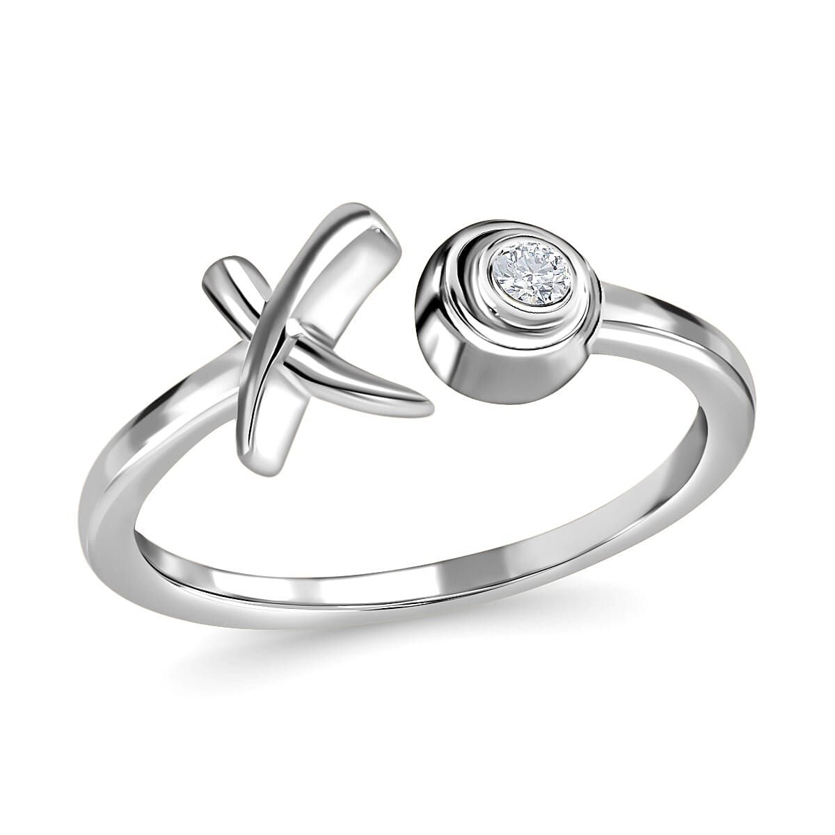 Simulated Diamond Bypass Ring in Sterling Silver (Size 10.0) 0.50 ctw