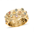 Clarte Sea Star Collection Multi Sapphire, Moissanite Ring in Vermeil YG Over Sterling Silver (Size 10.0) 0.80 ctw - Sticky add to cart bar