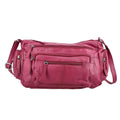 "100% GENUINE LEATHER MULTI POCKET CROSSBODY BAG  COLOR: CHERRY" - Sticky add to cart bar