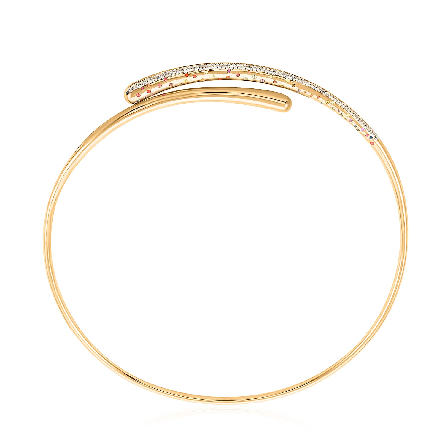 Clarte Sul Mare Collection Multi Sapphire and Moissanite Necklace 16 Inches in Vermeil Yellow Gold Over Sterling Silver 2.35 ctw