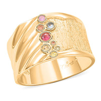 Clarte Kalidoscope Collection Multi Sapphire and Moissanite Ring in Vermeil Yellow Gold Over Sterling Silver 0.25 ctw