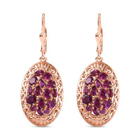 Orissa Rhodolite Garnet Filigree and Lotus Flower Earrings in 18K Vermeil Rose Gold Over Sterling Silver 4.60 ctw