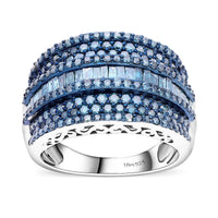 Blue Diamond (IR) Ring in Platinum Over Sterling Silver (Size 6.0) 2.00 ctw