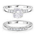 Simulated Diamond Ring in Rhodium Over Sterling Silver (Size 9.0) - Sticky add to cart bar