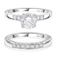 Simulated Diamond Ring in Rhodium Over Sterling Silver (Size 9.0)