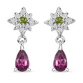 Radiant Ember Garnet and Multi Gemstone Celestial Earrings in Rhodium Over Sterling Silver 0.70 ctw - Sticky add to cart bar