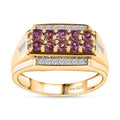 Radiant Ember Garnet, White Zircon Men's Ring in 18K Vermeil YG Over Sterling Silver (Size 10.0) 1.90 ctw - Sticky add to cart bar