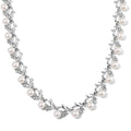 White Color Shell Pearl and White Crystal Necklace 18-20 Inches in Silvertone - Sticky add to cart bar