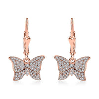 Natural Pink Diamond I3 0.50 ctw Butterfly Earrings in 18K Vermeil Rose Gold Over Sterling Silver