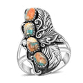 Santa Fe Style Spiny Turquoise Ring in Sterling Silver (Size 10.0) 1.60 ctw - Sticky add to cart bar