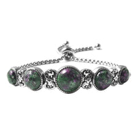 Ruby Zoisite Stations Bolo Bracelet in Stainless Steel 18.00 ctw