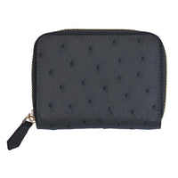 Black Ostrich Skin Texture Leather RFID Wallet