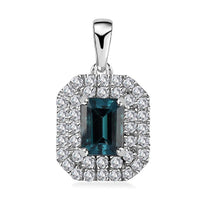 Rhapsody 950 Platinum AAAA Monte Belo Indicolite and E-F VS Diamond Double Halo Pendant without Chain 4.20 Grams 2.05 ctw
