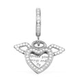 Simulated Diamond 0.65 ctw Angels and Love Charm in Rhodium Over Sterling Silver - Sticky add to cart bar