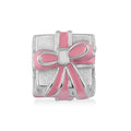 Pink Enameled Gift Charm in Rhodium Over Sterling Silver - Sticky add to cart bar