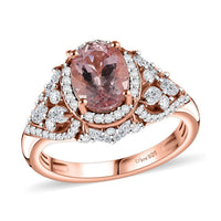 Premium Pink Morganite, Multi Gemstone Ring in 18K Vermeil RG Over Sterling Silver (Size 8.0) 1.30 ctw