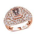 Premium Pink Morganite and Moissanite Dome Ring in 18K Vermeil Rose Gold Over Sterling Silver 2.65 ctw - Sticky add to cart bar