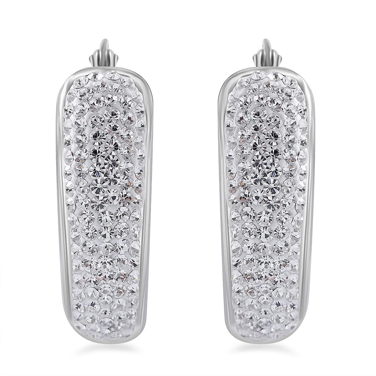 Austrian Crystal Hoop Earrings in Sterling Silver