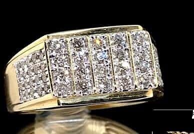 NY Closeout Diamond 1.00 ctw Men's Ring in 10K Yellow Gold (Size  13.0) 7.25 Grams