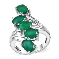 Verde Onyx Bypass Ring in Rhodium Over Sterling Silver (Size 7.0) 3.85 ctw
