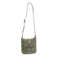 Italy Retro Noble Collection Green Floral Embossed Genuine Leather Crossbody Bag (9"x2.75"x9.5") with Shoulder Strap