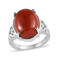 Red Jade Solitaire Ring in Stainless Steel (Size 10.0) 10.85 ctw