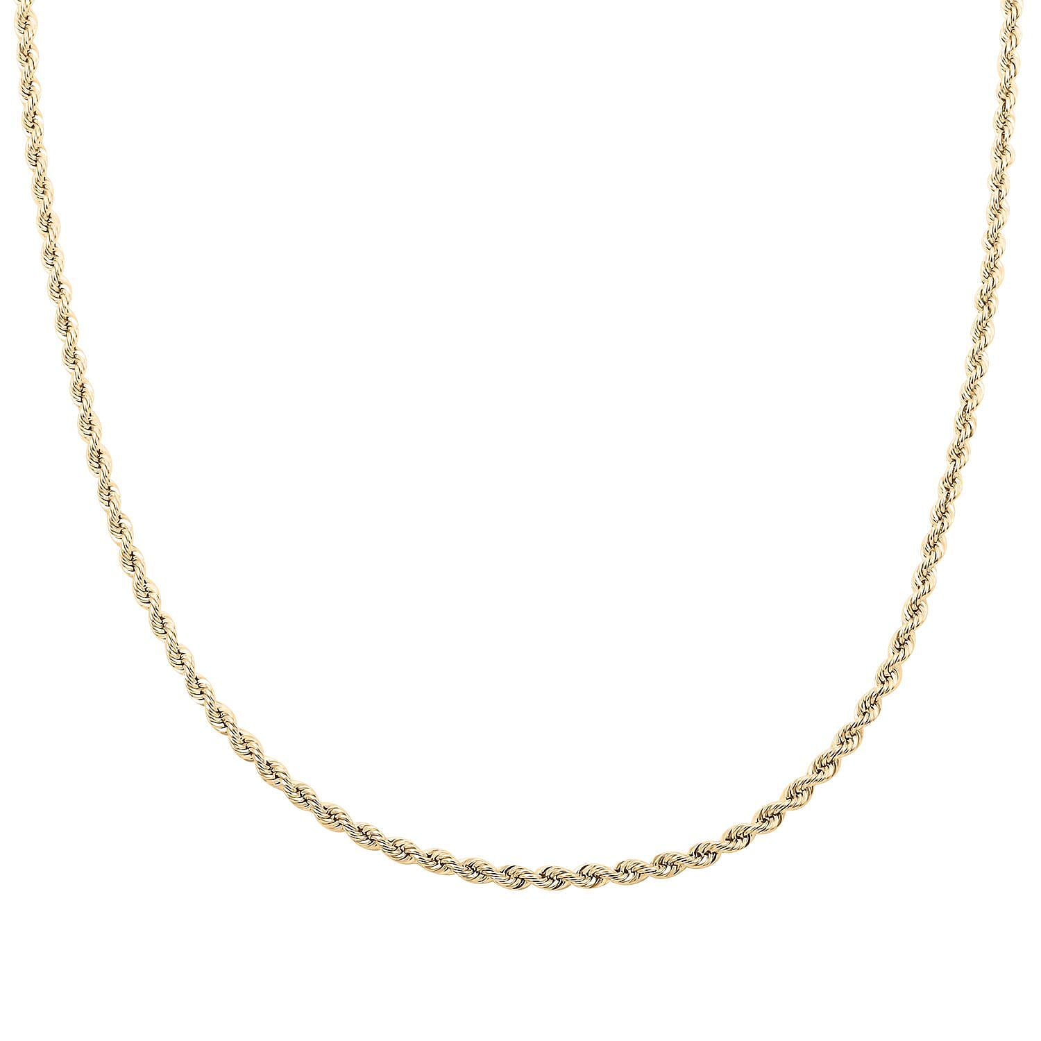 10K Yellow Gold 3.3mm Rope Necklace 26 Inches 6.70 Grams