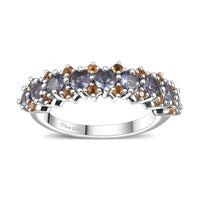 Tanzanite, Jalisco Fire Opal Ring in Rhodium Over Sterling Silver (Size 10.0) 1.20 ctw