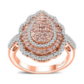 Natural Pink and White Diamond Ring in 18K Vermeil RG Over Sterling Silver (Size 10.0) 1.00 ctw - Sticky add to cart bar