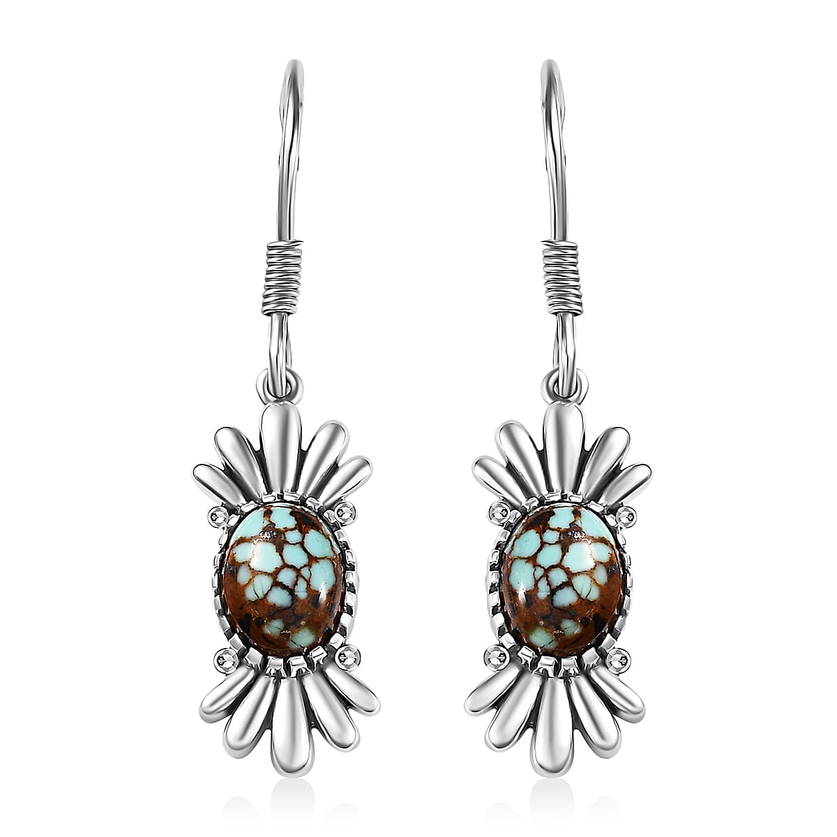 Artisan Crafted Blue Horizon Turquoise 2.10 ctw Earrings in Black Oxidized Sterling Silver