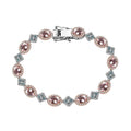 Premium Pink Morganite, Multi Gemstone Halo and Floral Bracelet in 18K Vermeil RG and Rhodium Over Sterling Silver (7.25 In) 11.50 ctw - Sticky add to cart bar