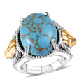 Karis Mojave Blue Turquoise Lion Ring in 18K YG Plated and Platinum Bond (Size 10.0) 9.35 ctw - Sticky add to cart bar