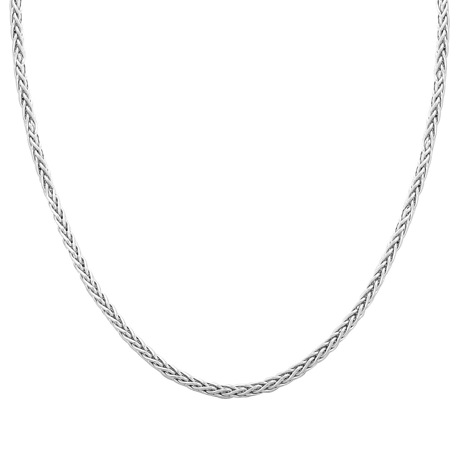 Italian Sterling Silver Spiga Tonda Chain Necklace 18 Inches 19.20 Grams