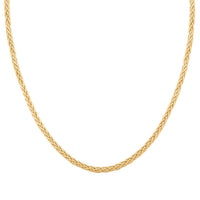 Italian 14K Yellow Gold Over Sterling Silver Spiga Tonda Chain Necklace 18 Inches 19.20 Grams