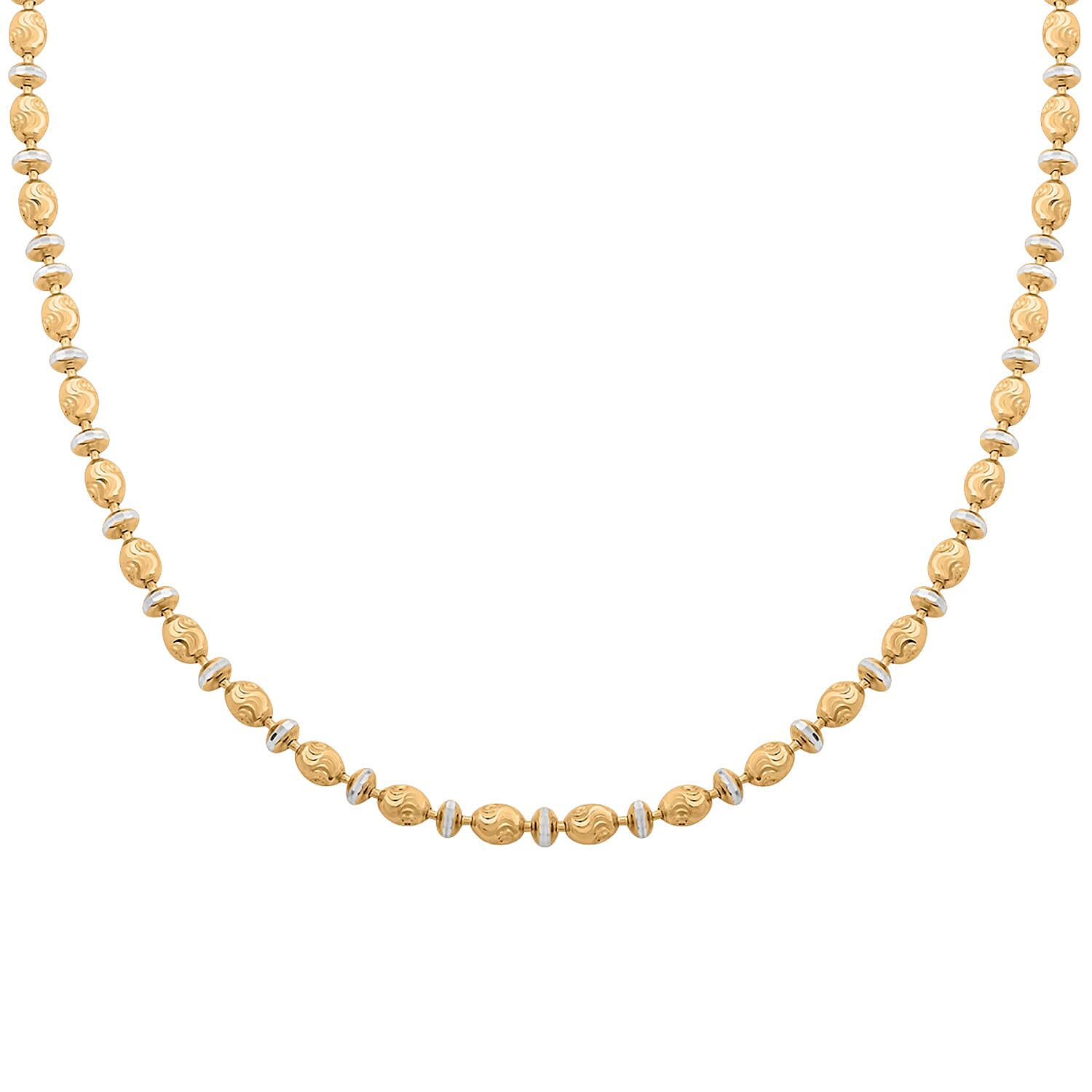 Italian 14K YG Over and Sterling Silver Saturno Diamond-cut Typhoon Chain Necklace 18 Inches 12.10 Grams
