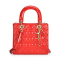 Red Genuine Leather Crossbody Bag (9.5"x8.5"x4.5") with Handle Drop (4.3") and Shoulder Strap - Sticky add to cart bar
