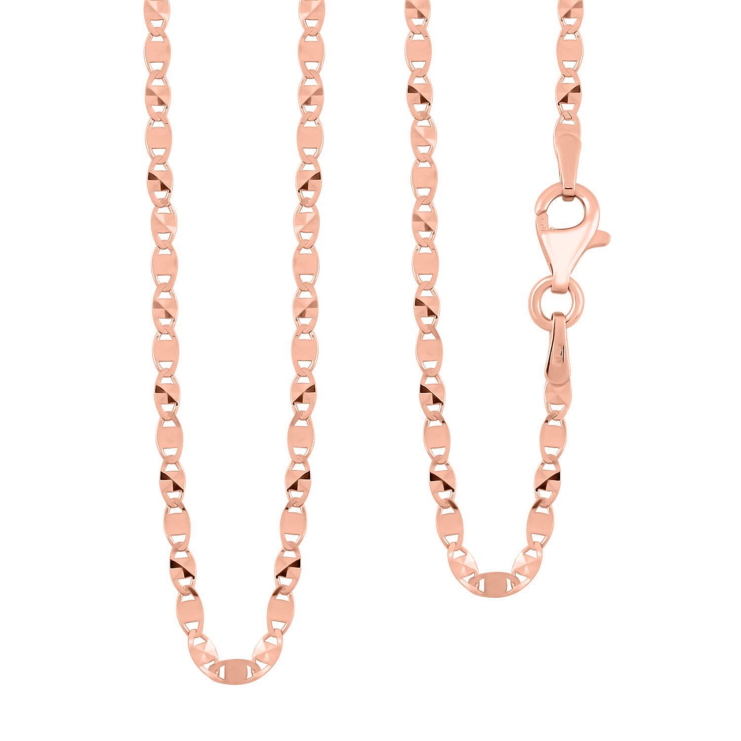 Italian Valentino Chain Necklace in 14K Rose Gold Over Sterling Silver 2.56 Grams 20 Inches