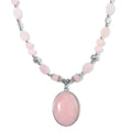 Galilea Rose Quartz Beaded Necklace (20 Inches) in Sliverstone 300.00 ctw - Sticky add to cart bar