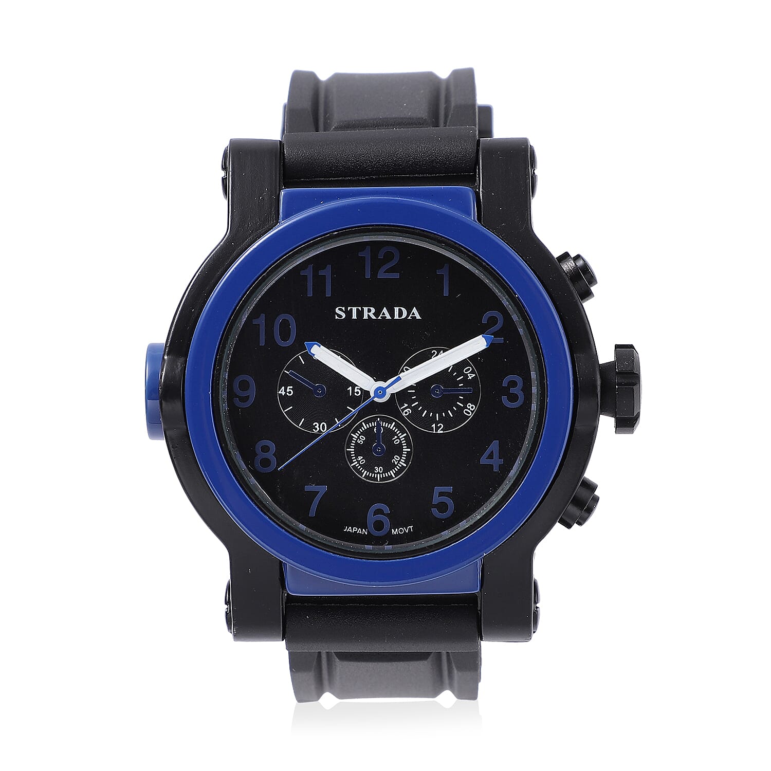 STRADA Japanese Movement Watch with Black Silicone Strap