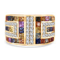 Premium Multi Sapphire, Moissanite Rainbow Ring in 18K Vermeil YG Over Sterling Silver (Size 10.0) 3.65 ctw - Sticky add to cart bar
