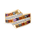 Premium Multi Sapphire, Moissanite Ring in 18K Vermeil YG Over Sterling Silver (Size 10.0) 3.00 ctw - Sticky add to cart bar
