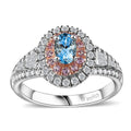 Santa Maria Aquamarine and Multi Gemstone 1.35 ctw Aqua Blossom Ring in Rhodium Over Sterling Silver (Size 10.0) - Sticky add to cart bar