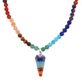 Multi Gemstone 135.00 ctw Beaded Seven Chakra Pendulum Necklace 18-20 Inches in Silvertone - Sticky add to cart bar