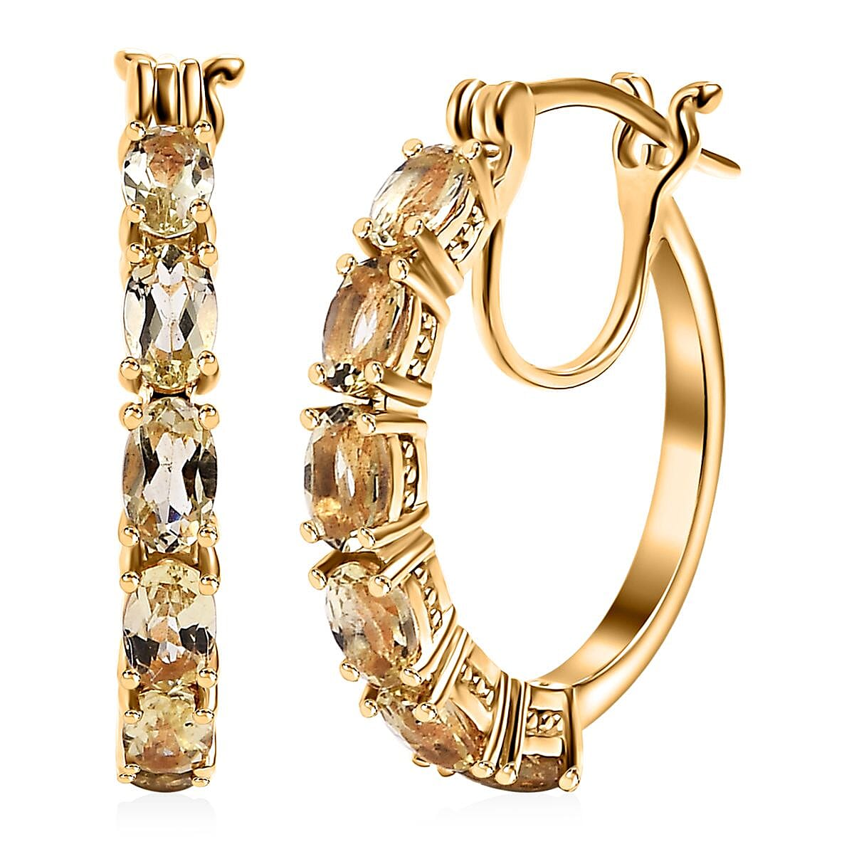 D'Joy Betroka Yellow Apatite 3.25 ctw Hoop Earrings in 18K Vermeil Yellow Gold Over Sterling Silver