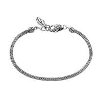 Bali Legacy Sterling Silver Tulang Naga Chain Bracelet with Leaf Charm (7.25 In) (8.35 g)