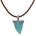 D'Joy Artisan Crafted Larimar 26.35 ctw Shark Tooth Necklace in Black Oxidized Sterling Silver 20 Inches - Sticky add to cart bar